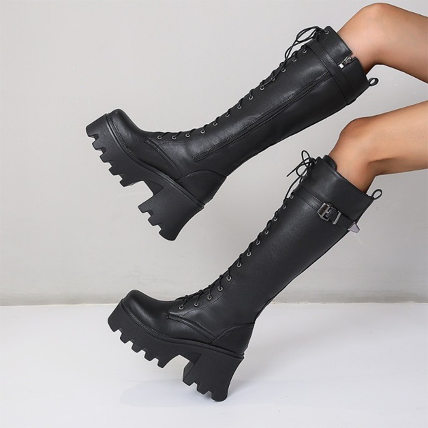 Funki Findz | Boots | Women's Lace Up Chunky Platform Boots