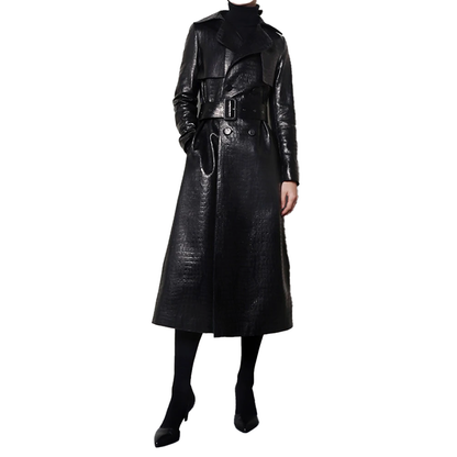 Funki Findz | Jackets | Women's Aligator Print Faux Leather Coat