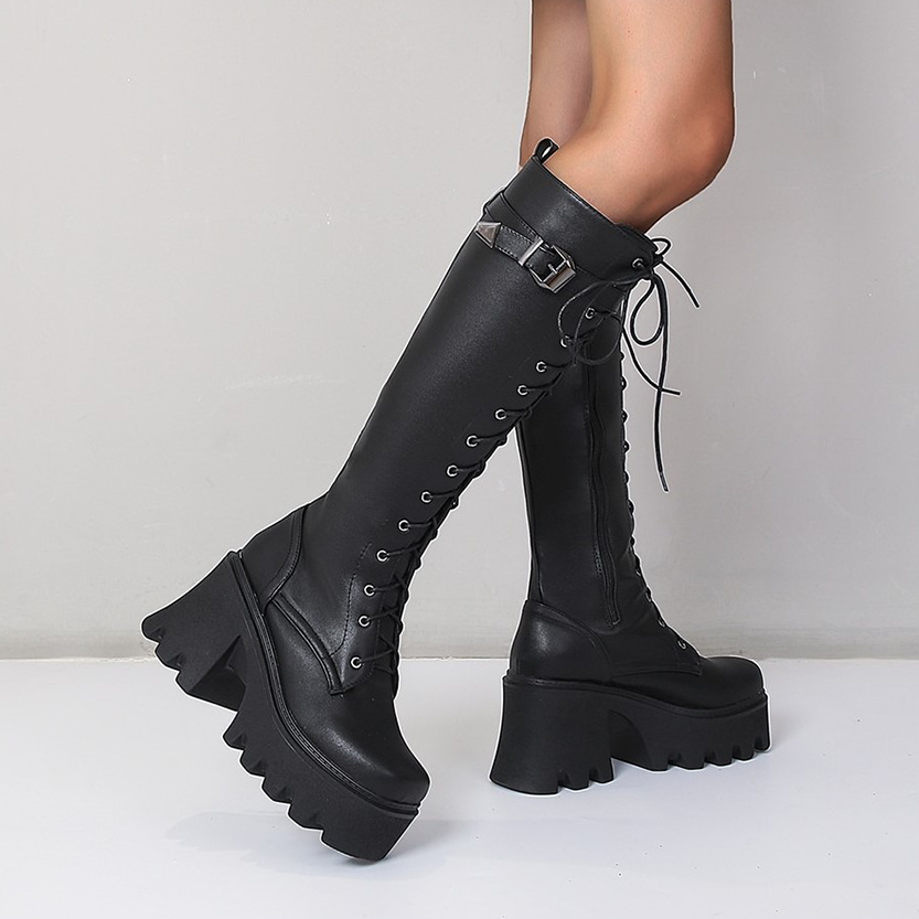 Funki Findz | Boots | Women's Lace Up Chunky Platform Boots