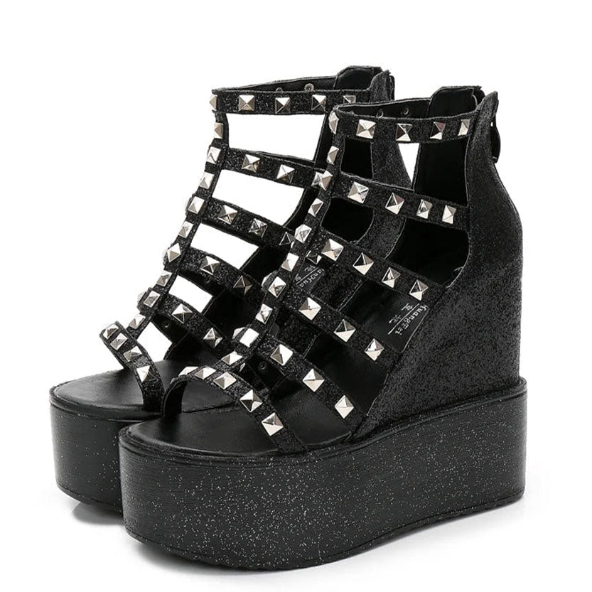 Funki Findz | Shoes | Women's Rivet Platform Gladiator Sandals