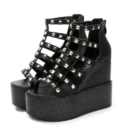 Funki Findz | Shoes | Women's Rivet Platform Gladiator Sandals