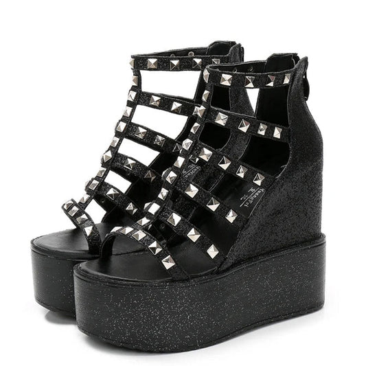 Funki Findz | Shoes | Women's Rivet Platform Gladiator Sandals