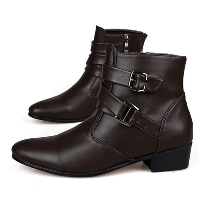 Funki Findz | Boots | Men's Buckle Strap Block Heel Dress Boots