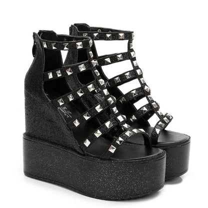 Funki Findz | Shoes | Women's Rivet Platform Gladiator Sandals