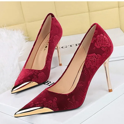 Funki Findz | Shoes | Women's Metal Toe Embroidered Pumps
