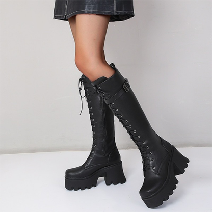 Funki Findz | Boots | Women's Lace Up Chunky Platform Boots
