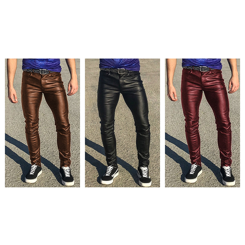 Funki Findz | Pants | Men's Punk Casual Faux Leather Pants