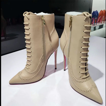 Funki Findz | Boots | Women's Lace Up Pointy Ankle Boots