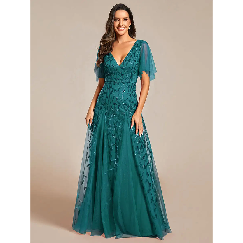 Funki Findz | Dresses | Women's Long Sequin Lace Formal Dress