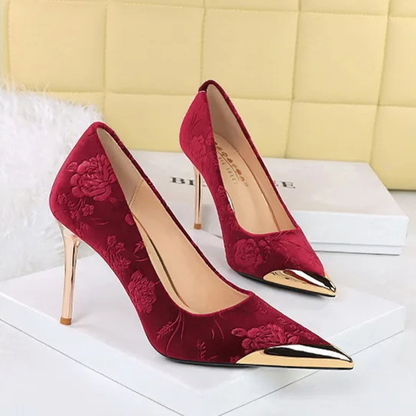 Funki Findz | Shoes | Women's Metal Toe Embroidered Pumps