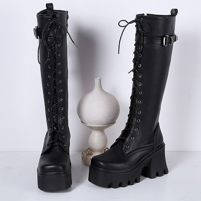 Funki Findz | Boots | Women's Lace Up Chunky Platform Boots