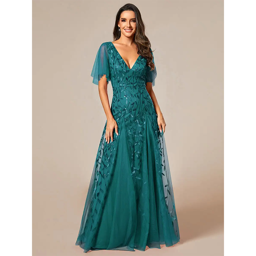Funki Findz | Dresses | Women's Long Sequin Lace Formal Dress