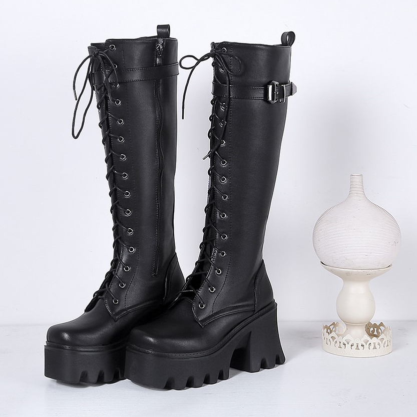 Funki Findz | Boots | Women's Lace Up Chunky Platform Boots