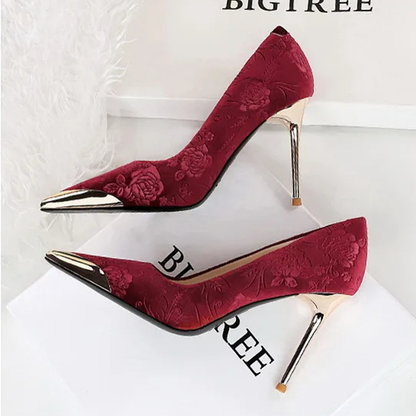 Funki Findz | Shoes | Women's Metal Toe Embroidered Pumps