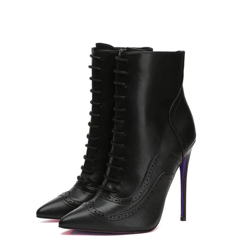 Funki Findz | Boots | Women's Lace Up Pointy Ankle Boots