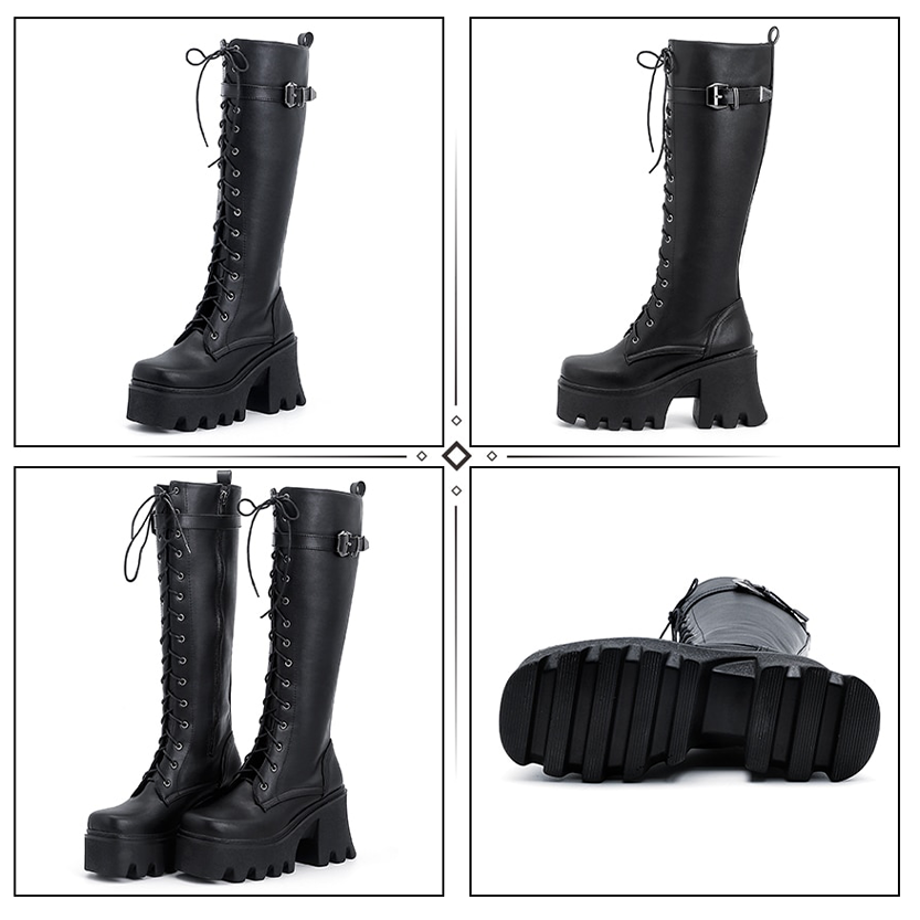 Funki Findz | Boots | Women's Lace Up Chunky Platform Boots