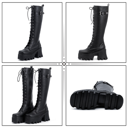 Funki Findz | Boots | Women's Lace Up Chunky Platform Boots