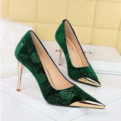 Funki Findz | Shoes | Women's Metal Toe Embroidered Pumps