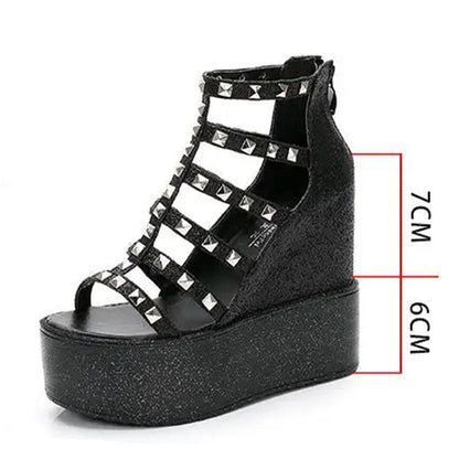Funki Findz | Shoes | Women's Rivet Platform Gladiator Sandals