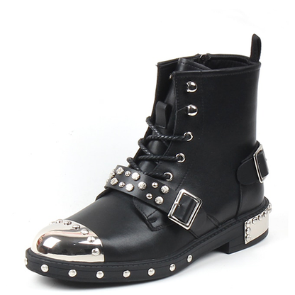 Funki Findz | Boots | Men's Leather Gothic Rivet Ankle Boots