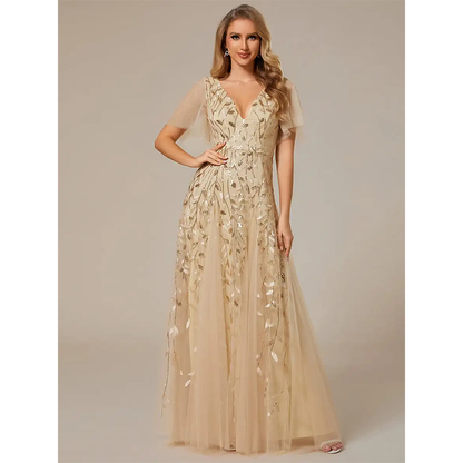 Funki Findz | Dresses | Women's Long Sequin Lace Formal Dress
