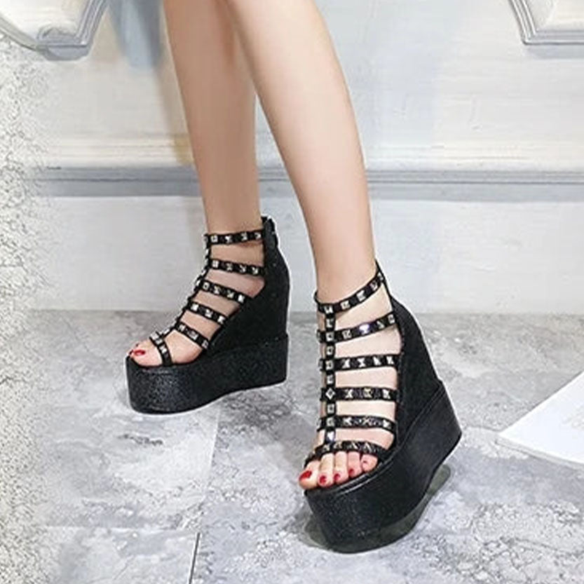 Funki Findz | Shoes | Women's Rivet Platform Gladiator Sandals