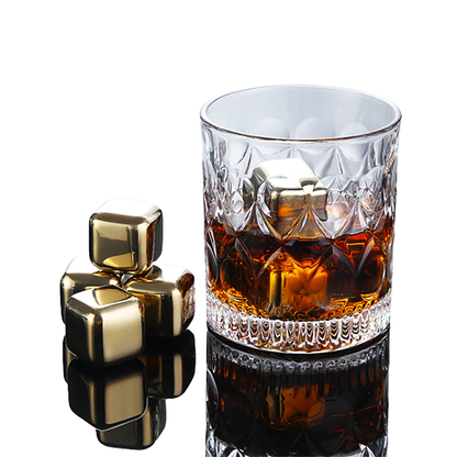 Funki Findz | Whisky Stones | Gold Stainless Steel Ice Cube Sets
