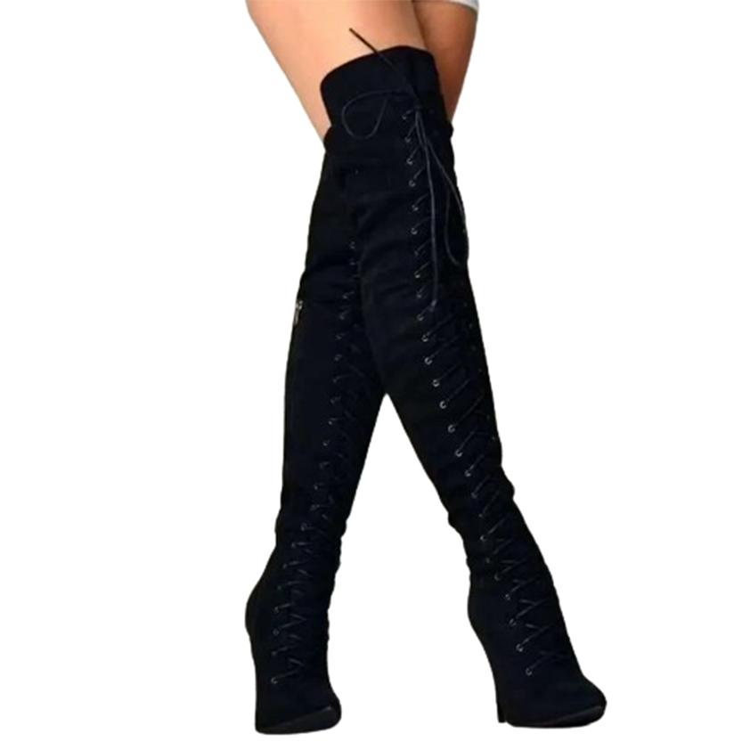 Funki Findz | Boots | Women's Over Knee Lace Up Stiletto Boots