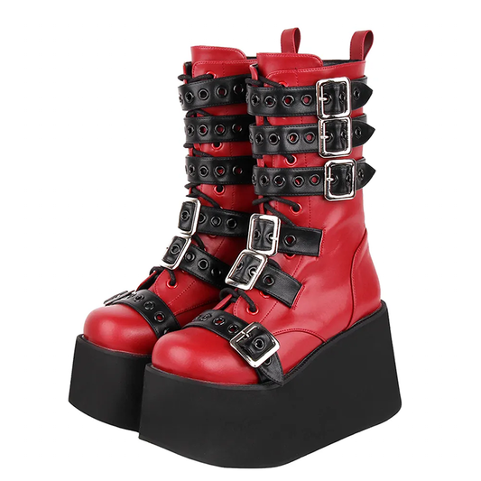 Funki Findz | Boots | Women's Gothic Buckle Strap Biker Boots