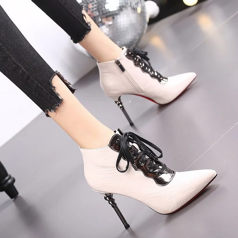 Funki Findz | Boots | Women's High Heeled Lace-up Ankle Boots