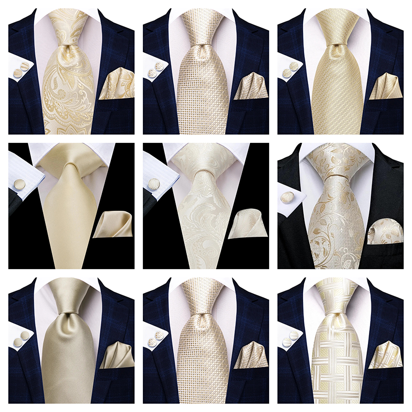 Funki Findz | Neckties | Men's Champagne Gold Silk Tie 3Pcs Set