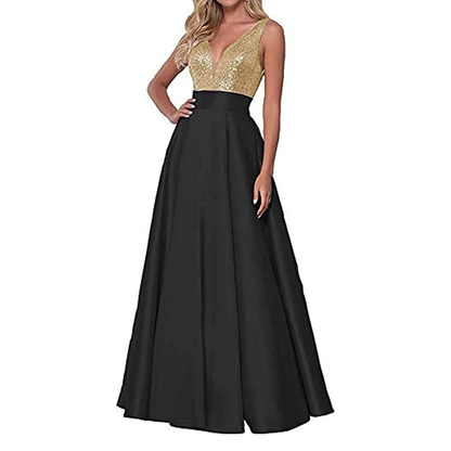Funki Findz | Dresses | Women's Satin Sequin Evening Dress