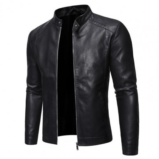 Funki Findz | Jackets | Men's Faux Leather Stand Collar Jacket