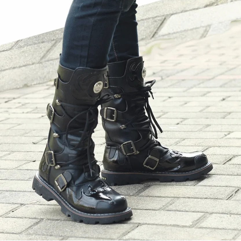 Funki Findz | Boots | Men's Knee-High Combat Motorcycle Boots