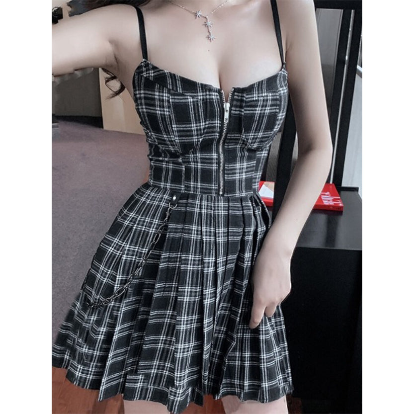 Funki Findz | Dresses | Women's Gothic Plaid Pleated Dress
