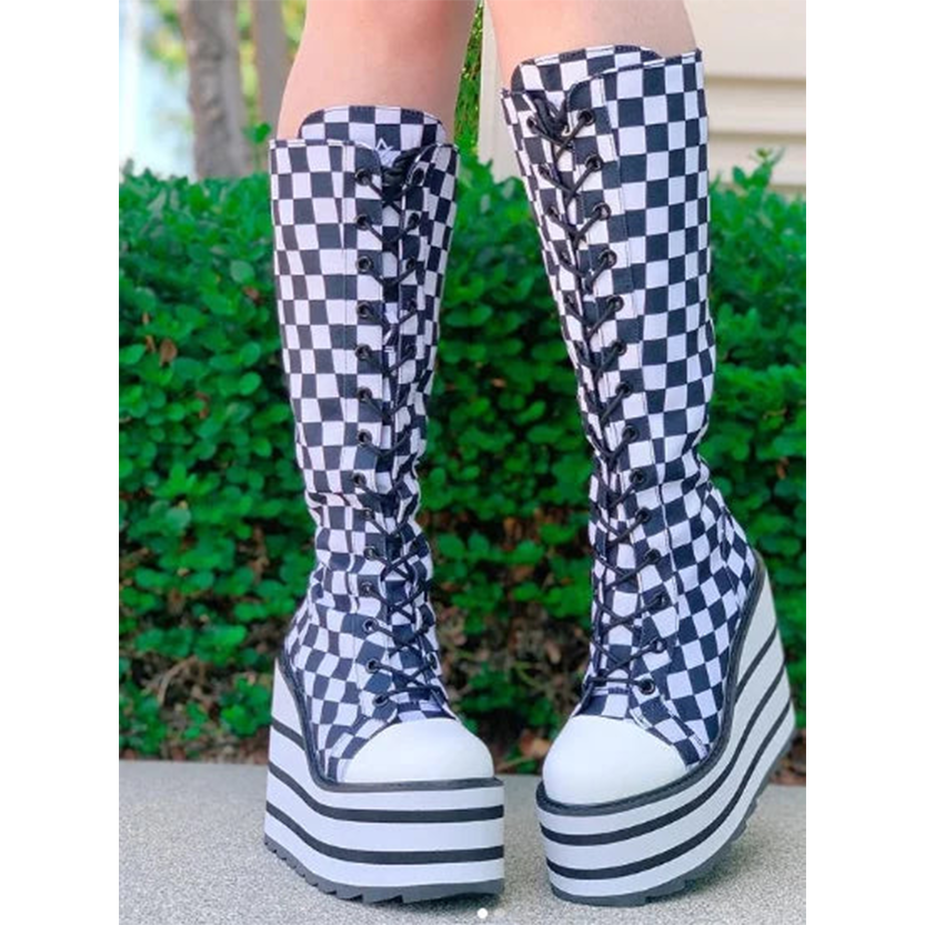 Funki Findz | Boots | Women's Canvas Platform Wedge Sneakers