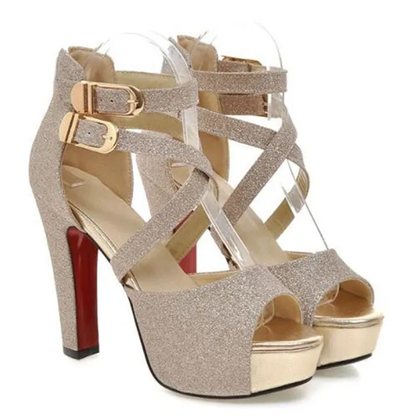 Funki Findz | Shoes | Women's Gold Glitter Platform Sandals