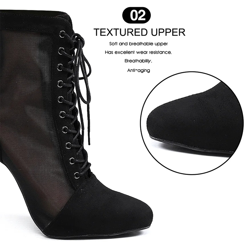 Funki Findz | Boots | Women's Mesh Stiletto Latin Dance Boots