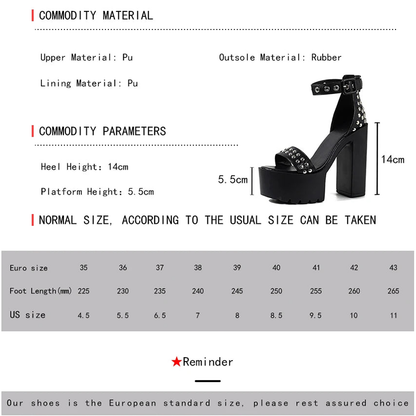 Funki Findz | Shoes | Women's Goth Rivet Dress Platform Sandal
