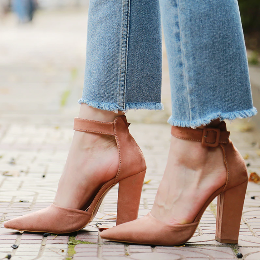 Funki Findz | Shoes | Women's High Block Heel Flock Party Shoe