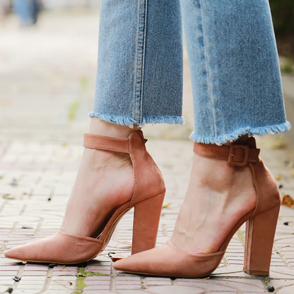 Funki Findz | Shoes | Women's High Block Heel Flock Party Shoe