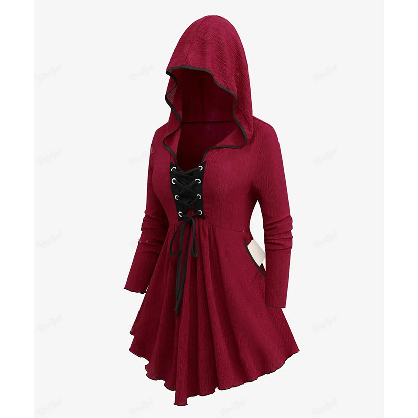 Funki Findz | Shirts | Women's Lace Up Handkerchief Hood Shirt