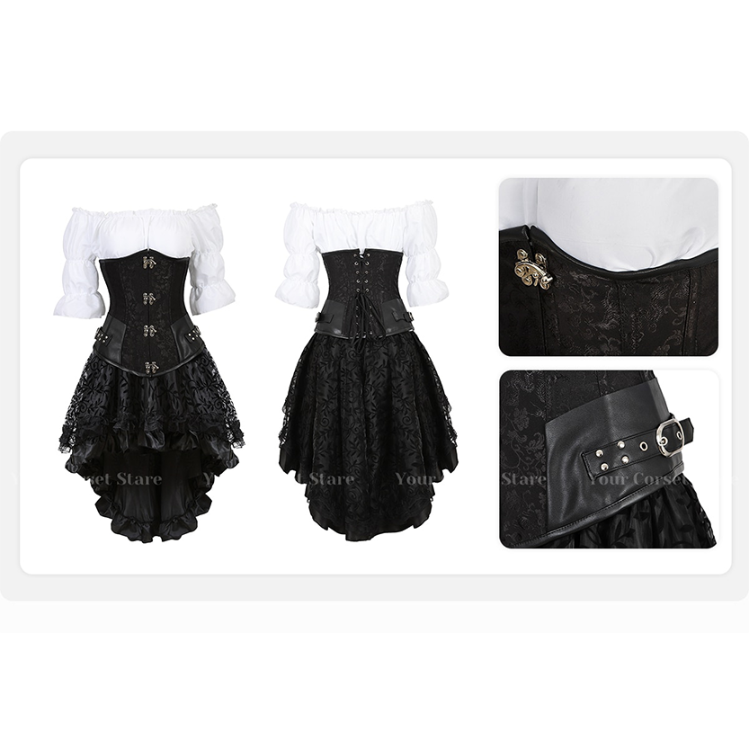 Funki Findz | Dresses | Women's Steampunk Top Corset Skirt Set