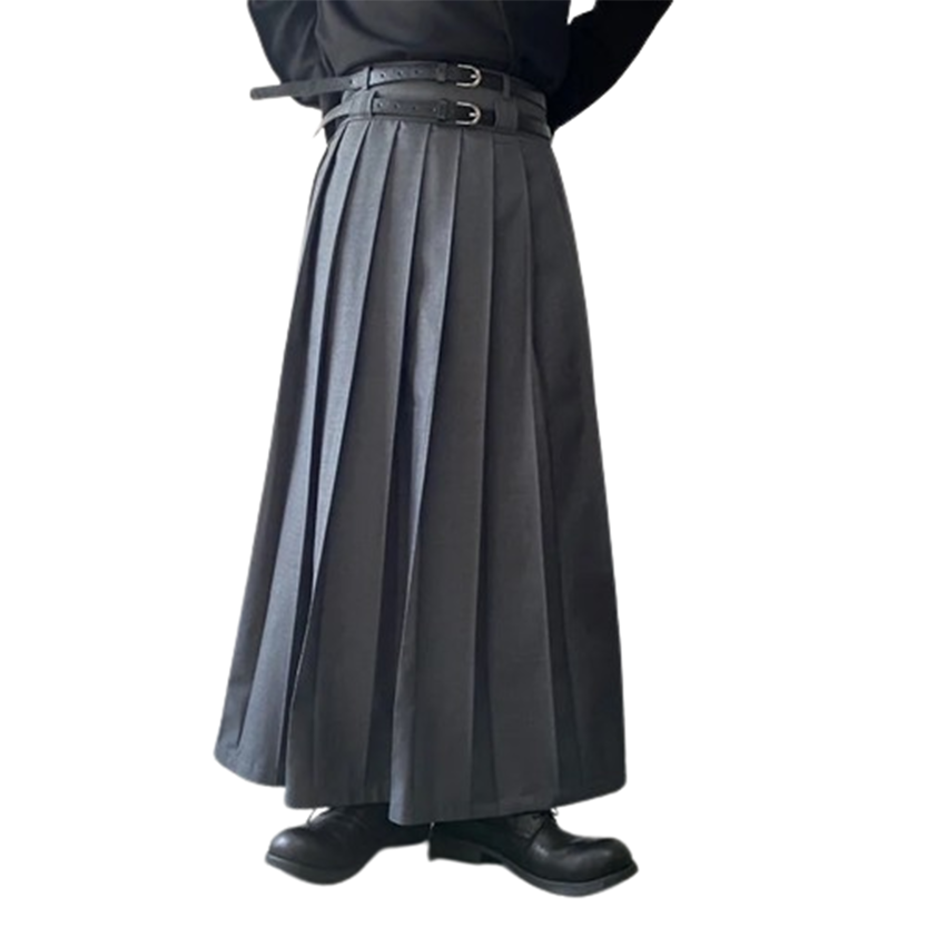 Funki Findz | Skirts | Men's Japanese High Waist Long Pleat Skirt