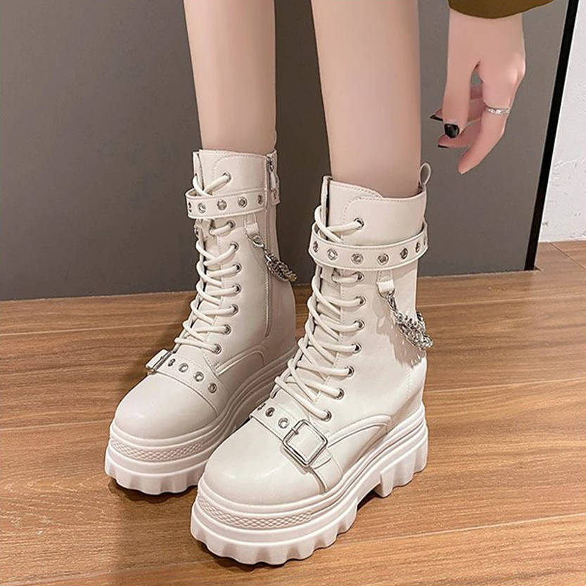 Funki Findz | Boots | Women's Gothic Round Toe Chunky Boots