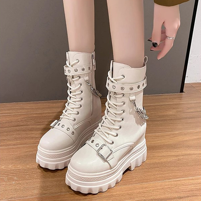 Funki Findz | Boots | Women's Gothic Round Toe Chunky Boots