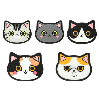 Funki Findz | Coasters | Cute Cartoon Cat Face Cup Mats 6 Pcs