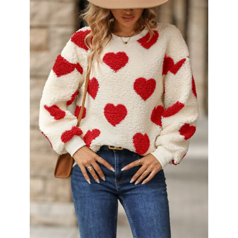 Funki Findz | Sweaters | Women's Fuzzy Heart Winter Sweatshirt