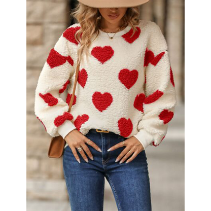 Funki Findz | Sweaters | Women's Fuzzy Heart Winter Sweatshirt