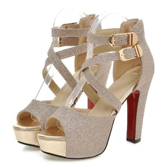 Funki Findz | Shoes | Women's Gold Glitter Platform Sandals